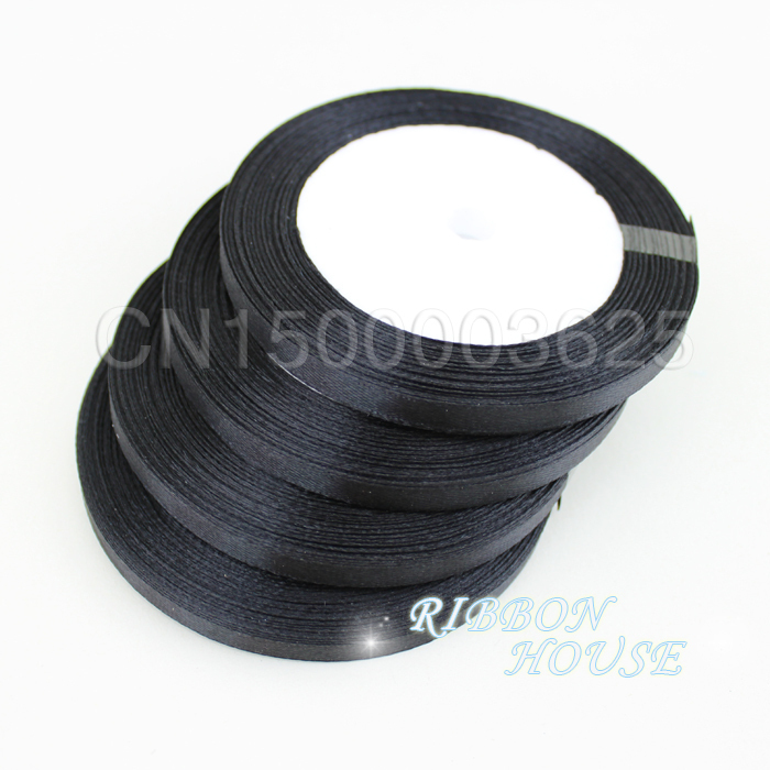 (25 Yards/Roll) 1/4' (6mm) Bla - Ribbon Wired Satin recension och pris