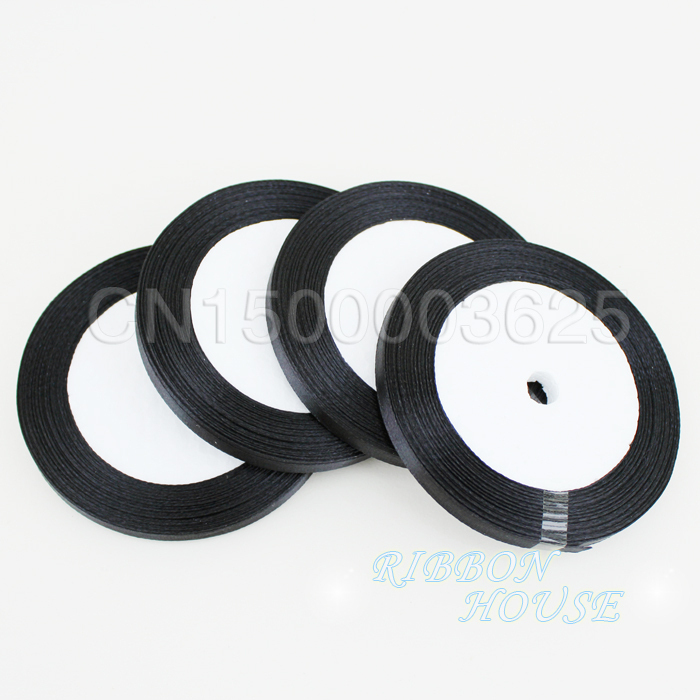 (25 Yards/Roll) 1/4' (6mm) Bla - Ribbon Wired Satin recension och pris
