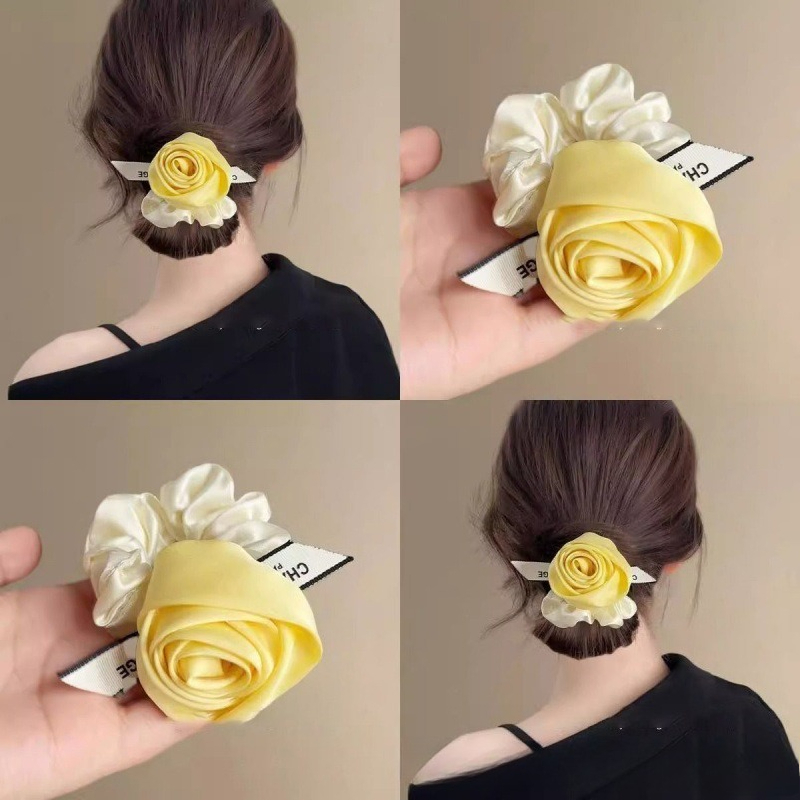 Satin Rose Flower Hair Scrunch - Ribbon Wired Satin recension och pris
