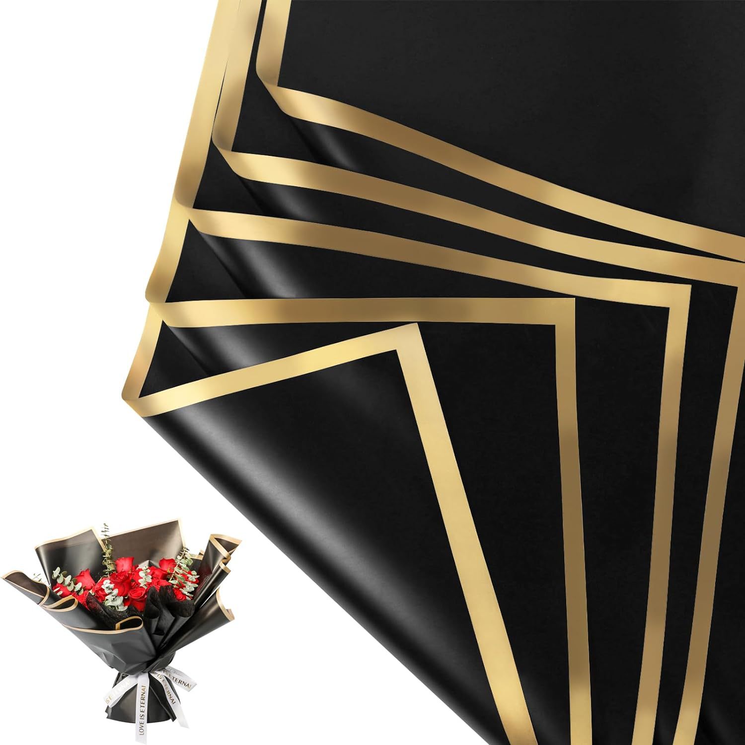 20 Sheets Gold Edge Waterproof - Florist Supply Paper recension och pris